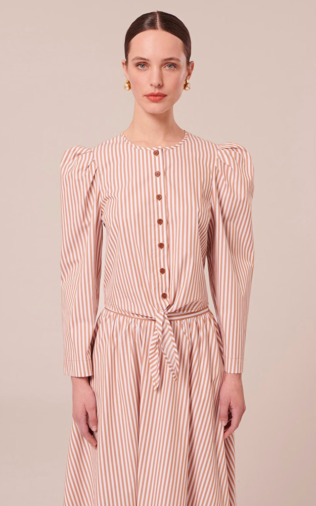 Chemise manches longues rayures marron Tara Jarmon