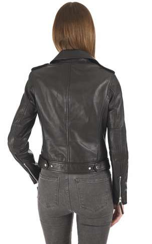 Blouson cuir agneau noir