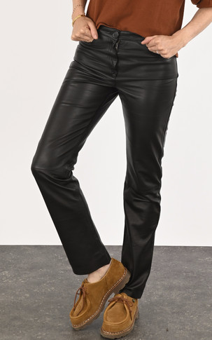 Pantalon cuir noir coupe droite