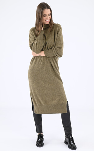 Longue robe pull cachemire verte