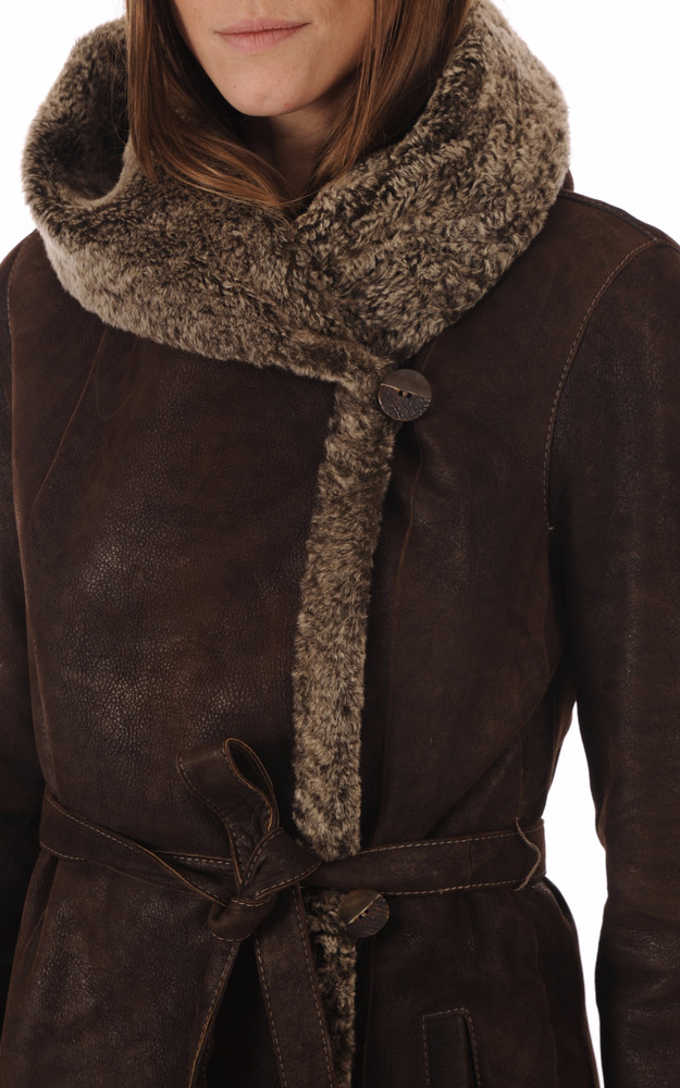 Manteau peau lainée marron La Canadienne