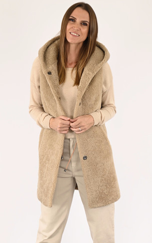 Gilet long mouton beige