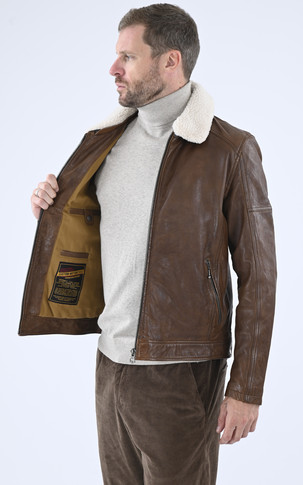 Blouson esprit pilote Platon cognac