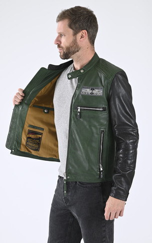 Blouson motard Roscoda vert