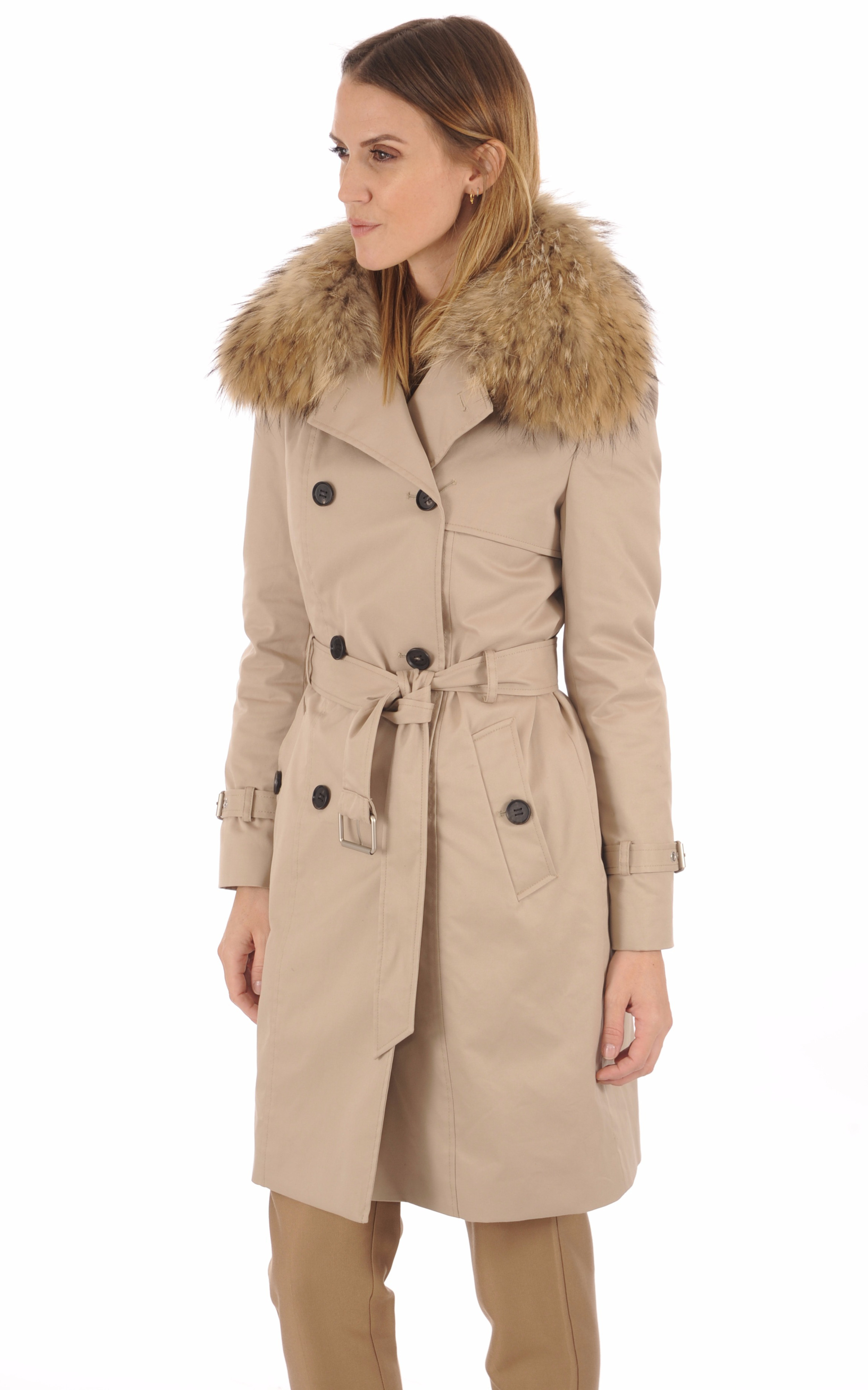 Trench Chaud avec Fourrure Beige Femme La Canadienne - La Canadienne ...