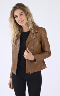 Blouson cuir Olympe cognac