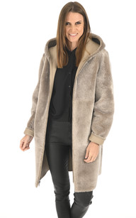 Manteau peau lain e r versible sable La Canadienne La Canadienne Manteaux et 7 8 Peau Lain e Sable