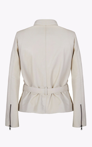 Veste asymétrique cuir Naya blanc