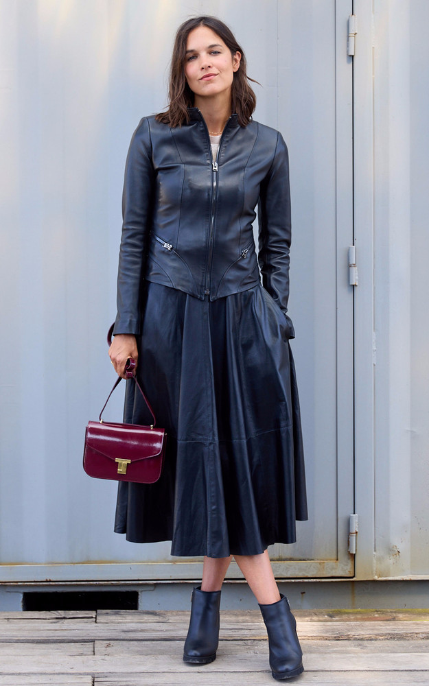 Blouson chic cintré agneau noir La Canadienne