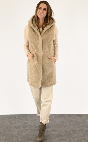 Gilet long mouton beige