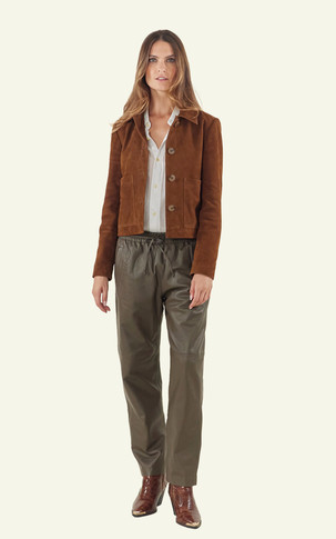 Veste cuir velours Roma Tobacco