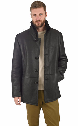 Veste peau lainée noire