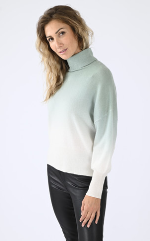 Pull col roulé cachemire vert