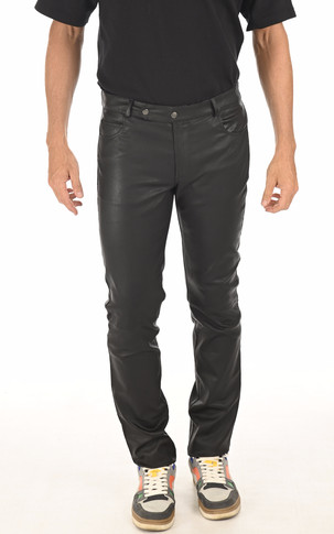 Pantalon agneau noir stretch