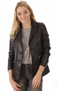 Veste Blazer Cuir Agneau Noir Femme Rose Garden - La Canadienne - Veste ...