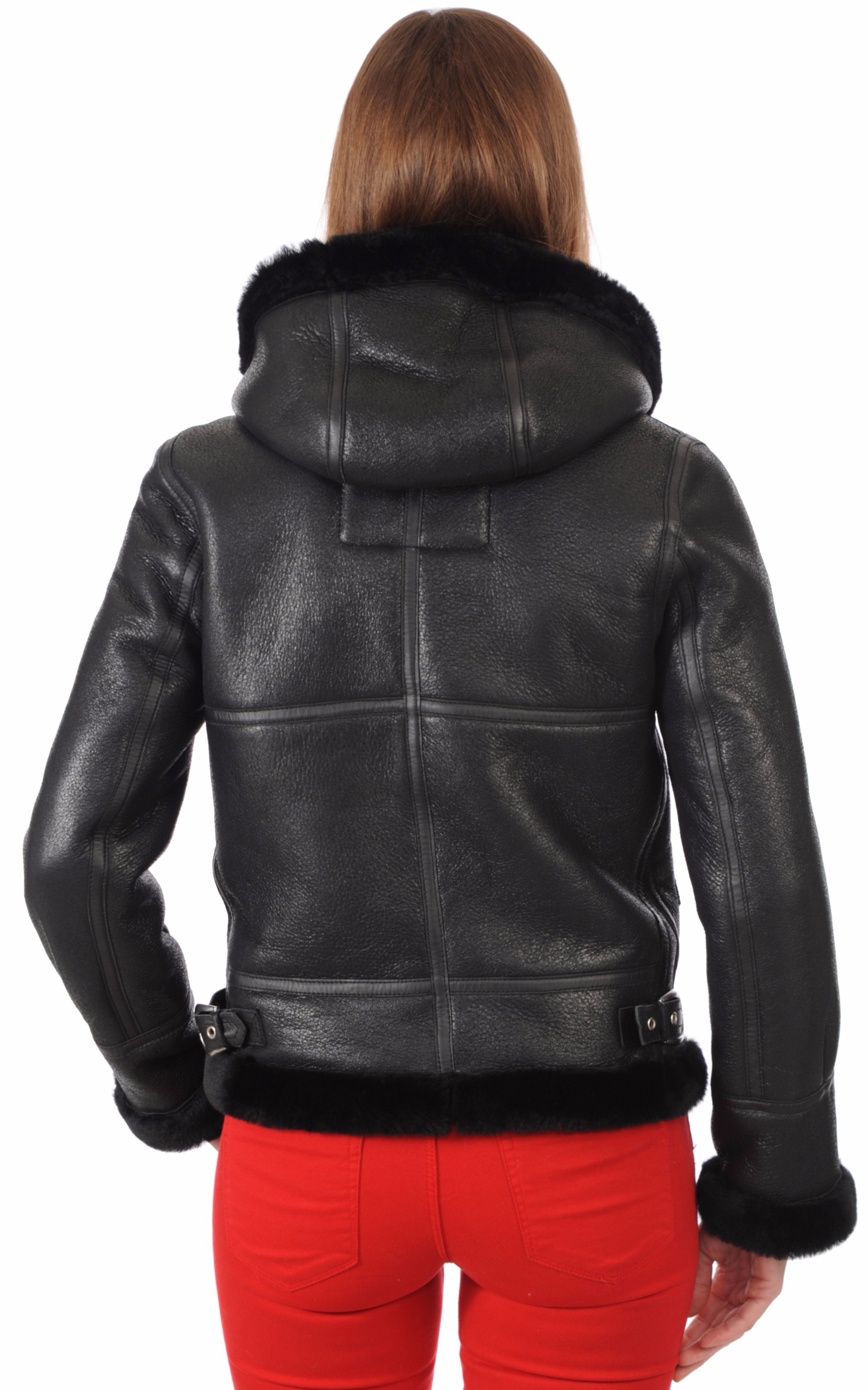 Bombardier Femme LCW1257H Noir Schott La Canadienne Blouson Peau