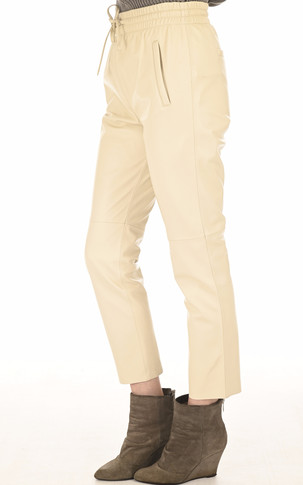 Pantalon jogpant cuir beige