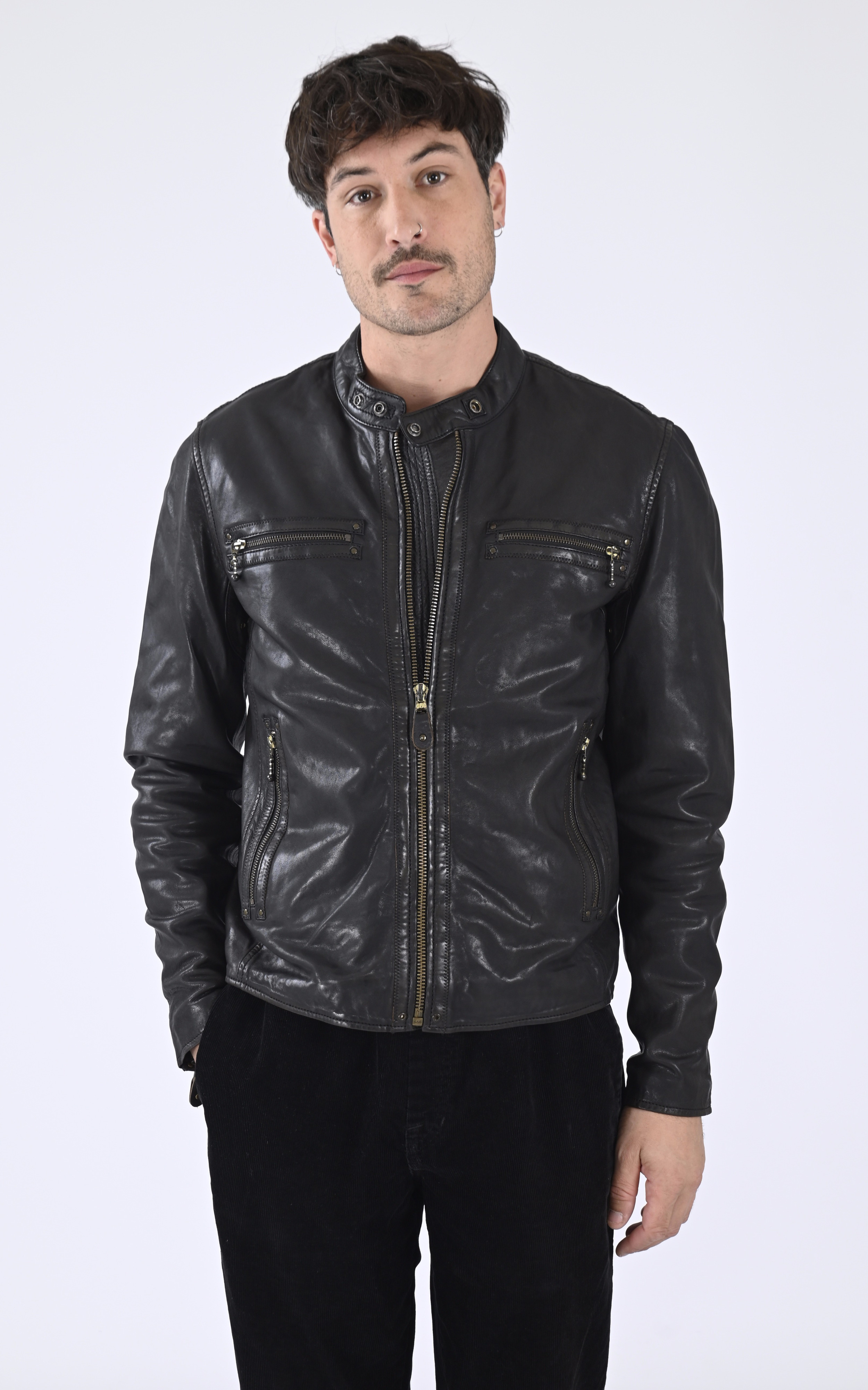Blouson agneau Akronima noir Daytona 73