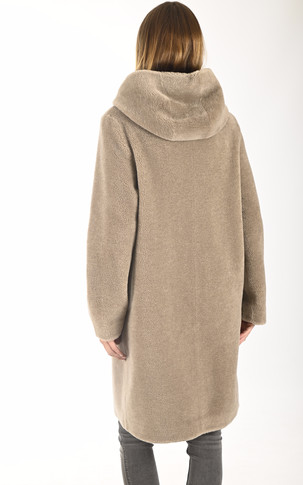 Manteau laine Angélique réversible taupe
