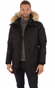 Parka noir 2025 pas cher homme