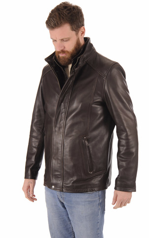 Veste cuir vachette marron