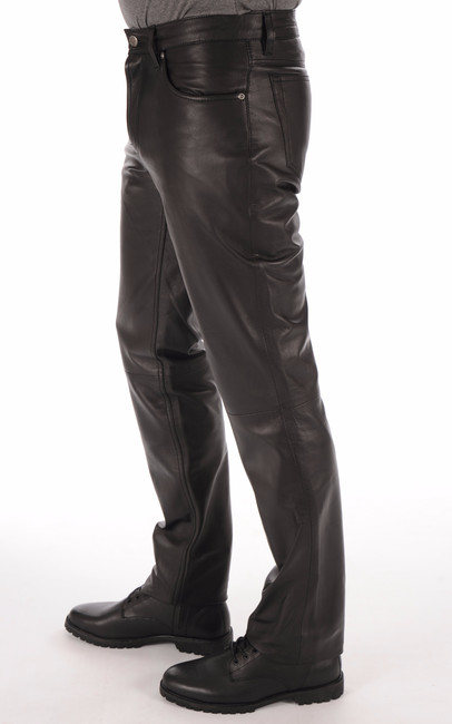 Pantalon cuir en cuir agneau-ref 501 noir