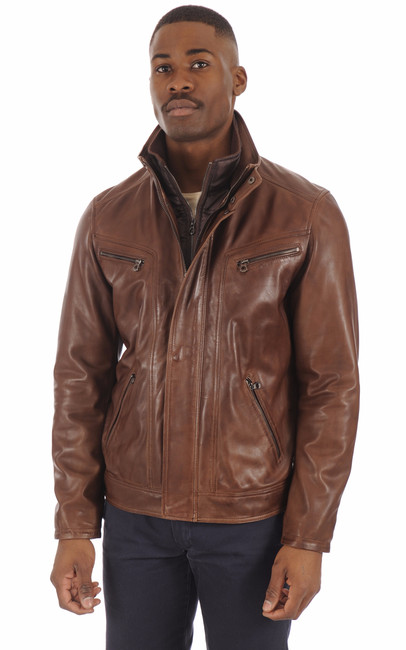 Blouson Falcon Cuir Marron Clair Homme Daytona 73 - La ...