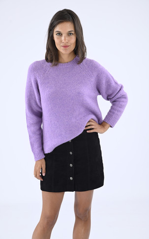 Pull col rond oversize violet