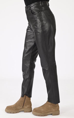 Pantalon cuir droit Aloma noir