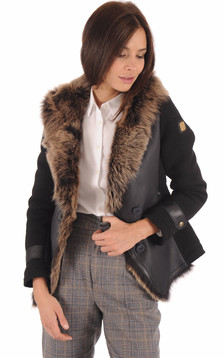 Veste Peau Lainée & Laine Noire Veste Peau Lainée & Laine Noire