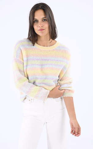 Pull col rond jaune