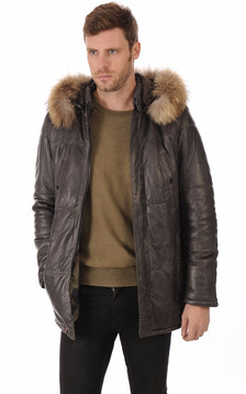 Doudoune cuir gris Doudoune cuir gris