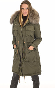 Parka longue kaki avec Fin Raccoon Flo Clo La Canadienne Parkas Textile Kaki