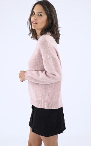 Pull col rond oversize cachemire rose