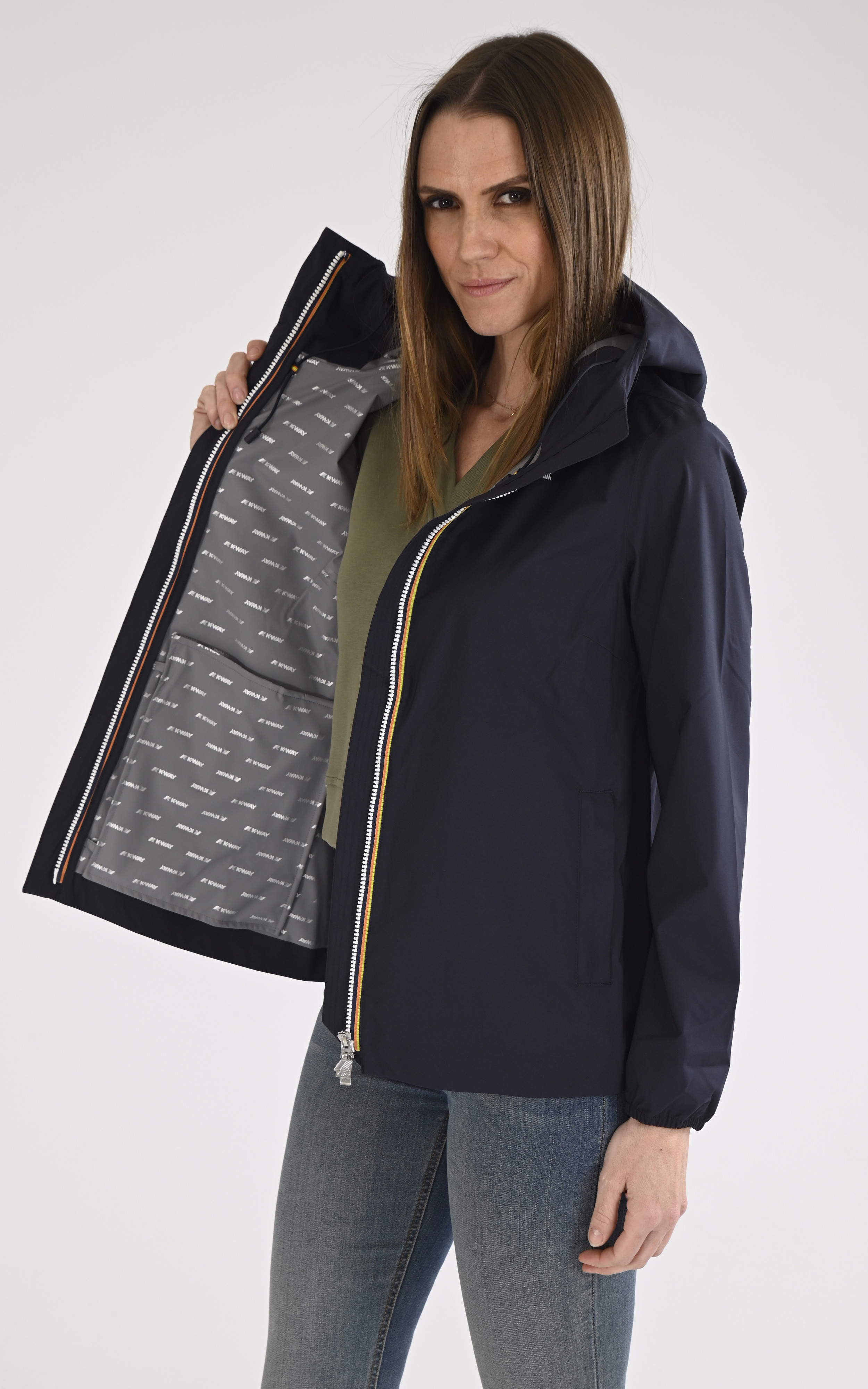 Coupe-vent Marguerite Stretch Dot bleu marine K-Way