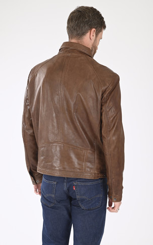 Blouson cuir souple agneau marron