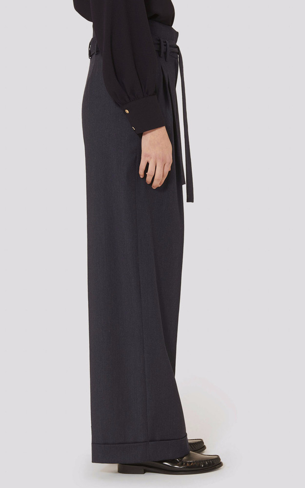 Pantalon large en laine bleu nuit Tara Jarmon