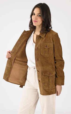 Saharienne cuir velours Lcw Meryl caramel