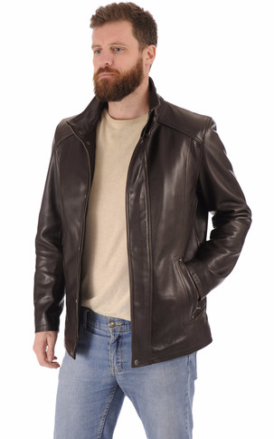 Veste cuir vachette marron