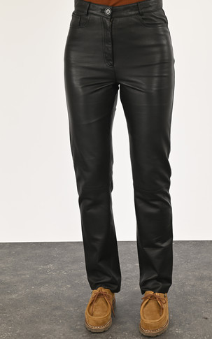 Pantalon cuir noir coupe droite