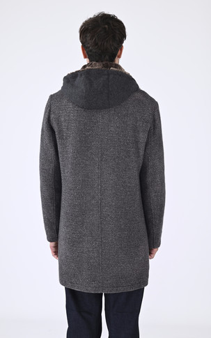 Manteau laine chevrons gris