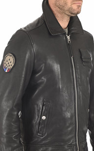 Blouson cuir Jaegger Black Patrouille de France La Canadienne