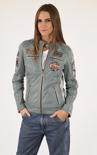 la canadienne Blouson motard Soline bleu ciel