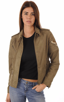 Blouson Cuir Velours Kaki Femme Blouson Cuir Velours Kaki Femme