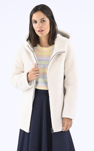 Veste peau lainée beige