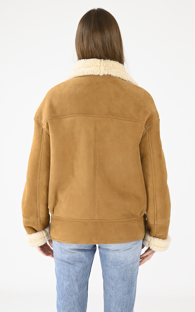 Veste oversize agneau velours beige La Canadienne