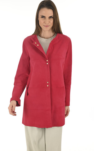 Veste cuir velours Framboise