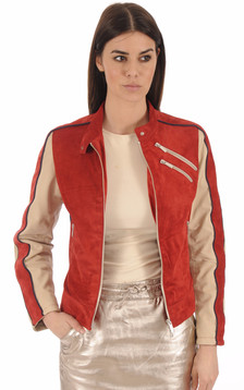 Blouson Cuir Velours Rouge 90's Blouson Cuir Velours Rouge 90's