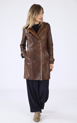 Trench cuir Cognac