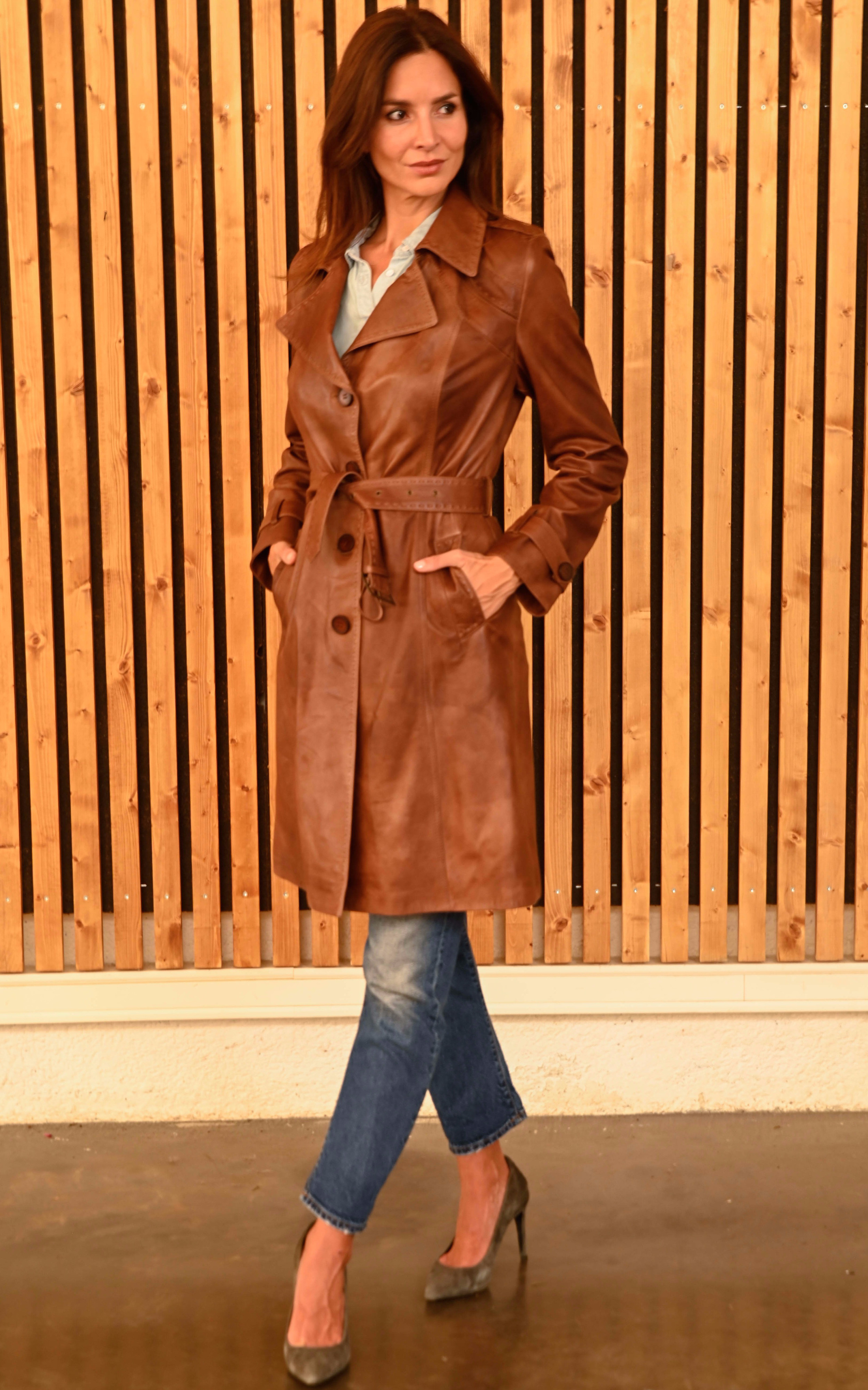 Trench cuir agneau cognac La Canadienne